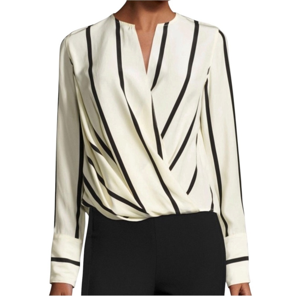 Rag & Bone Max Silk Blouse Long Sleeve Striped Sz‎ XXS